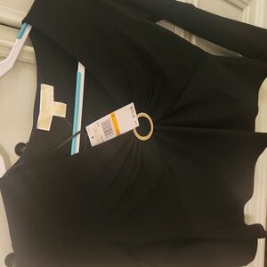 Michael Kors Black Long Sleeve Dress with Gold Accent